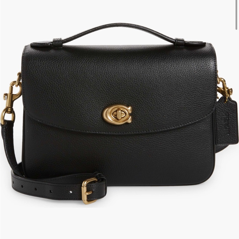 Coach Black Pebbled Leather Crossbody Bag with Structured Design